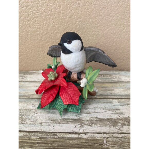 Lenox 1997 Christmas Chickadee • Ltd Ed Poinsettia Bird • COA Included NO Box - Picture 2 of 13